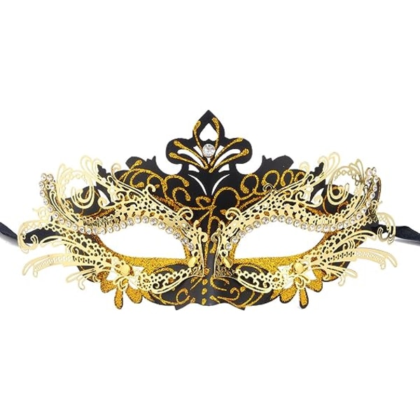 Venetian mask (black gold), for masked ball and costume, for women