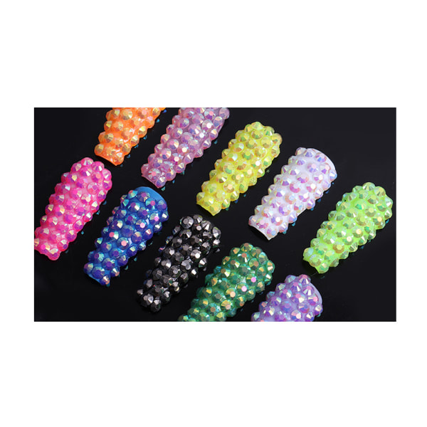 (Farger) 12 Glitrende Farger Nail Art Krystaller - Nail Art, Nail Art Krystaller, Blandede Størrelser, Diamant Nail Dekorasjoner Blanke Fargerike Krystaller i Boks