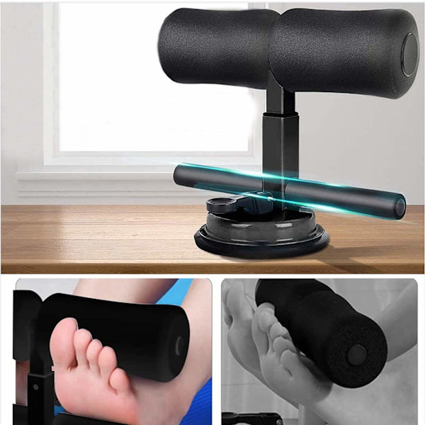 Bärbar sit up-stång extra tillbehör, bärbar sugkopp bukmuskelstång, justerbart vadderat fotledsstöd, sit up-träningsutrustning för hemgym