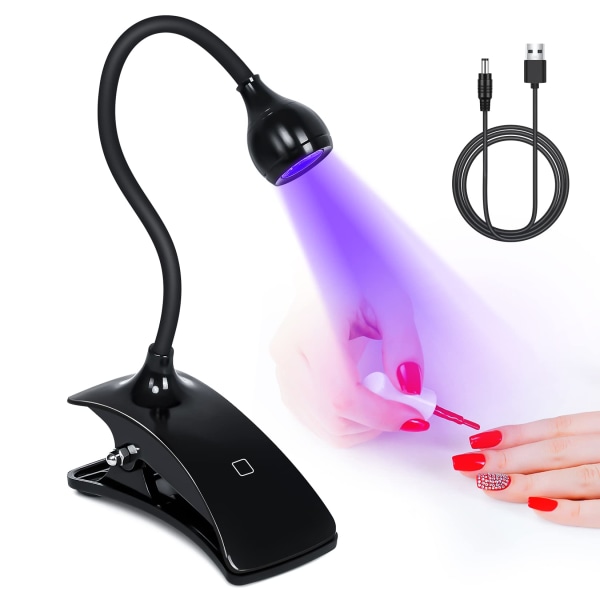 Nail Art Svanehals UV-lampe, USB Genopladelig LED-negletørrer hærdningslys Ekstra stort klip Nail Art-lampe til Gel-negle Touch Switch
