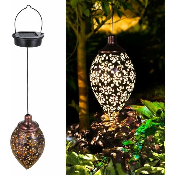 Solcellsladdad energisensorstyrd LED-lykta Hängande utomhuslampa olivgrön formdesign