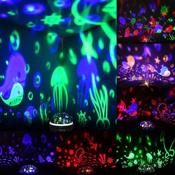 360 graders roterende projektorlampe ambiance usb nattelys (sort)