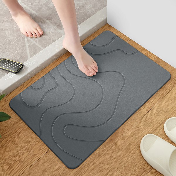 Halkskyddad badrumsmatta i diatoméjord, 23,5\" x 15,5\", superabsorberande, snabbtorkande badrumsmatta, multifunktionell, miljövänlig bad