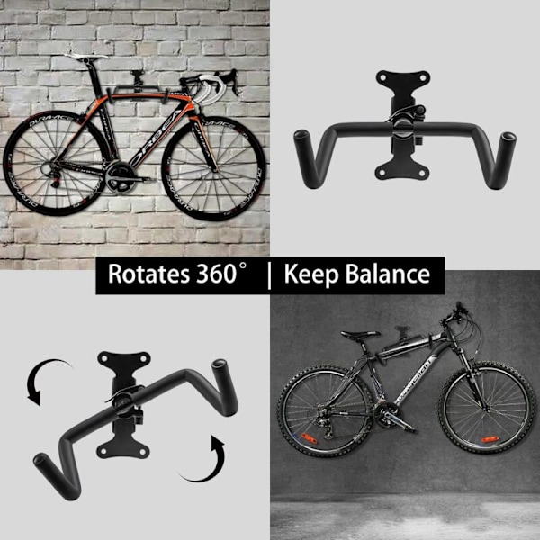Väggstöd för svängbart garagecykelställ, vertikalt ställ för garderob, mountainbikehållare, väggcykelkrok, förvaringsstöd för vadderad vertikal