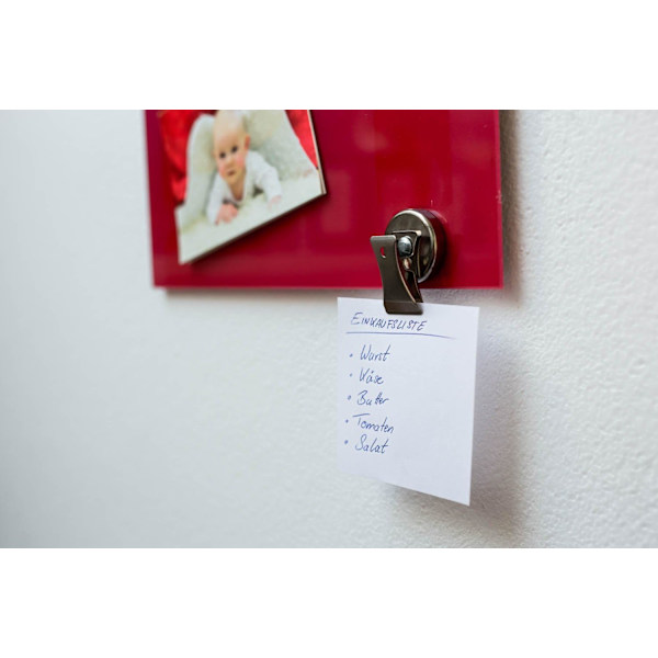 Set med 2 extra starka metallklämma magneter - 2 kg vidhäftningskraft (vertikal)  Krom - Superferritmagneter för kylskåp, tavla, tavla m