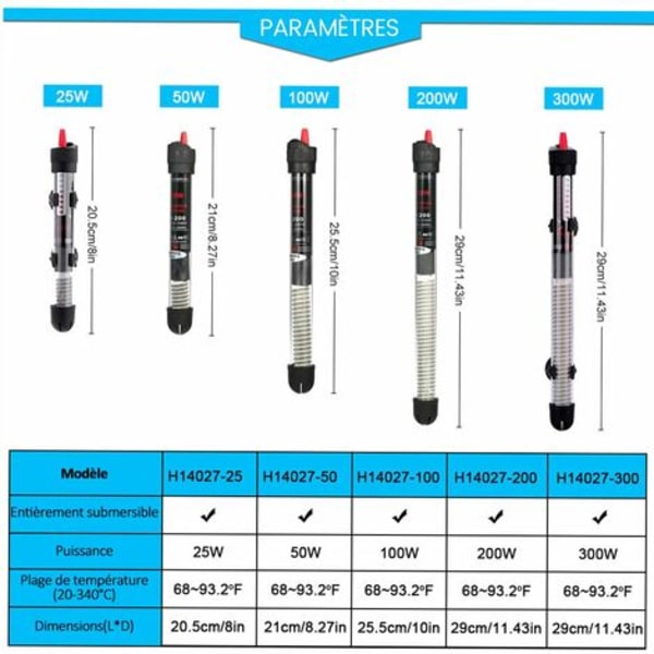 Akvarievarmerstang til akvarium, automatisk temperaturjustering, EU-stik