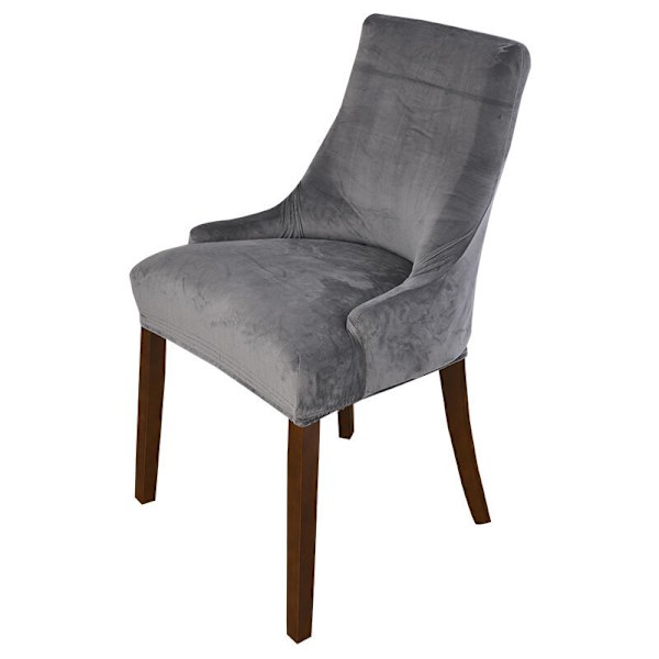 Stolsdyna Set om 2 stolsöverdrag 46x68x55cm Stretchig grå för elastisk matsalstäckning hög midja tvättbar
