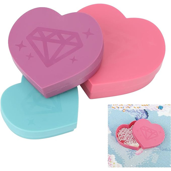 3 Plastpärlor Sorteringsbricka Diamantmålad Hjärtformad Bricka Verktygsplatta Tillbehör Nagelkonst Valverktyg DIY Konst Hantverk