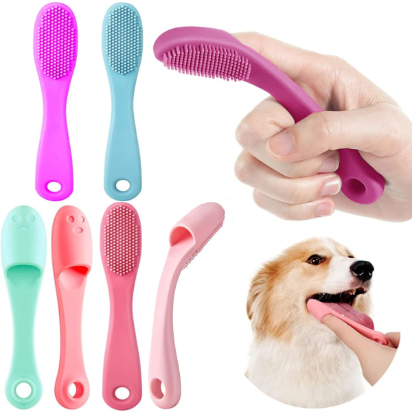 Hundtandborste, silikontandborste för hundar, fingertandborstesats, tandvård för valpar, katter och små husdjur