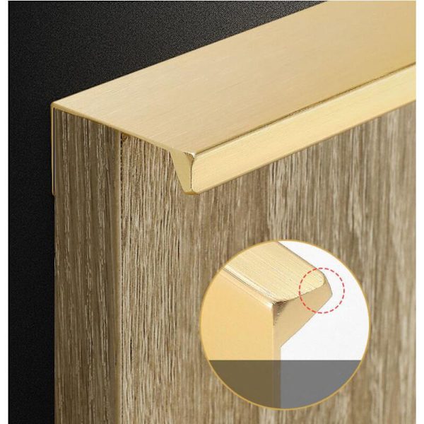 Set om 10 handtag Möbler Handtag Osynligt handtag Kök Möbelhandtag Matt aluminiumlegering Möbelhandtag Centrum avstånd 128mm,(Guld)