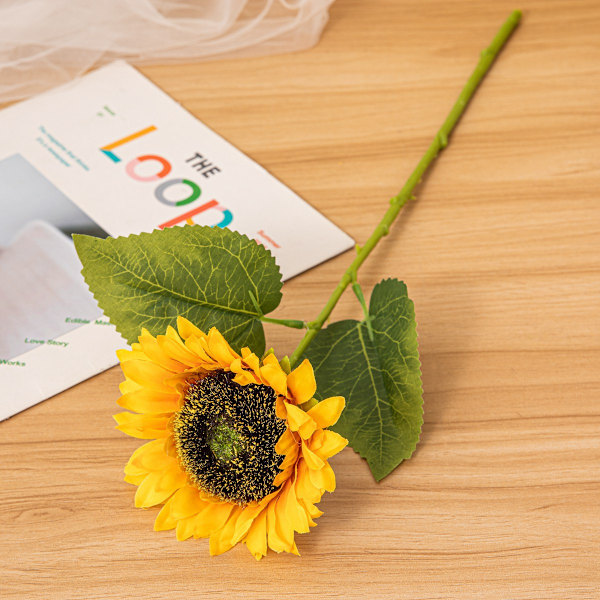 6 stk. Lang Stil Kunstige Solsikker Solsikke Silke Blomst Til Udendørs Hjem Bryllup Fødselsdagsfest Dekoration Gul Farve
