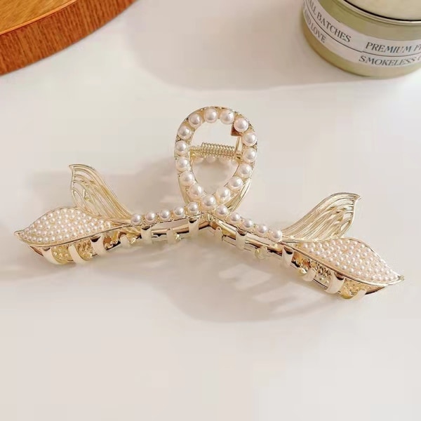 Fishtail claw clip female net red temperament elegant shark clip coiled hair back head spoon hair clip hair accessories(large diamond double fishtai