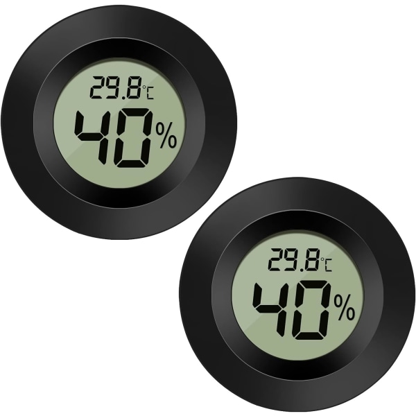 Black Round, 2 Pcs Digital LCD Outdoor Thermometer Hygrometer Hygrometer for Indoor/Outdoor Humidifier Dehumidifier Greenhouse Basement Baby Room,.