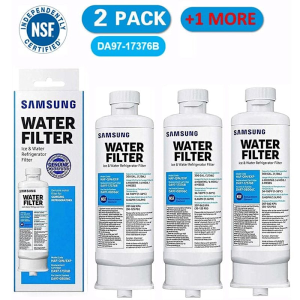 3-pakning erstatningsvannfilter for Samsung kjøleskap DA97-17376B DA97-08006C HAF-QIN HAF-QIN/EXP