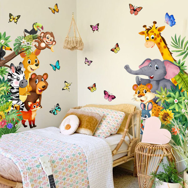 VÄGGMÄRKES Djungeldjur Dörr Vägg Safari Safari Elefant Giraff Väggdekoration Baby Baby Baby Dörr Dörr