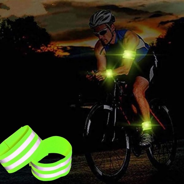 Set med 4 reflekterande armband, säkerhet, hög synlighet, löpning, cykel, handledsband, fotled, reflex för cykling, löpning, jogging, promenader, motorcykel.