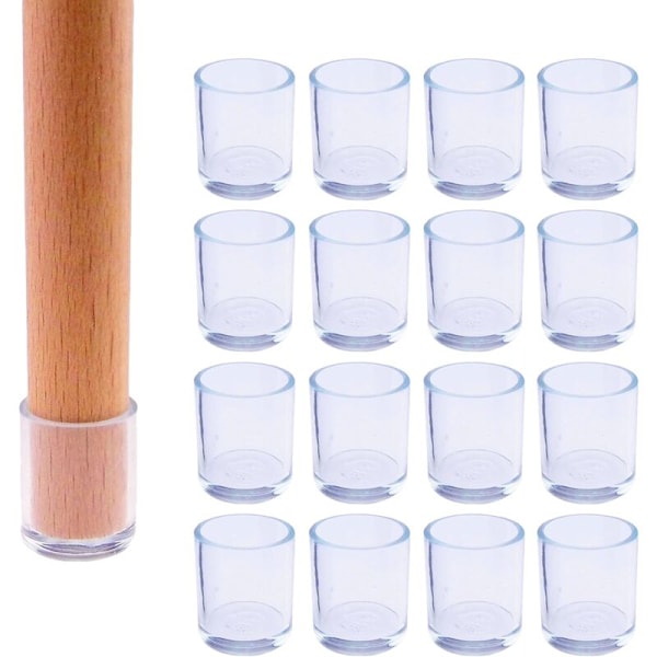 Set med 16 skyddande möbeltassar för stolar - silikon - runda - diameter: 16 mm
