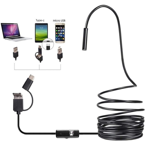 7 mm 3-i-1 Borescope Inspection Camera til Android USB Type-C Int