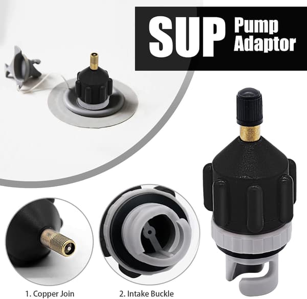 2PACK Oppustelig Stand Up Paddleboard Pumpe Adapter - Universal Standard Schrader Luftventil Adapter Pumpehoved Konverter til Oppustning Boa