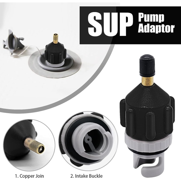2PACK Uppblåsbar Stand Up Paddleboard Pump Adapter - Universal Standard Schrader Luftventil Adapter Pumpning Huvudkontakt Konverter för Uppblåsning Boa