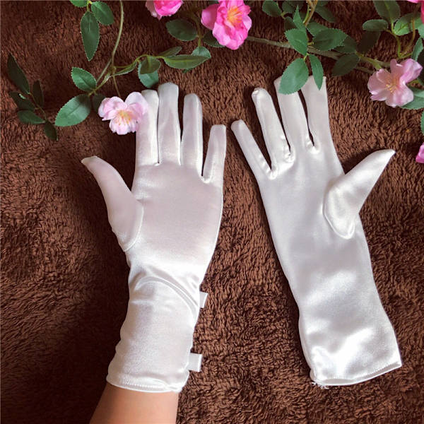 Satin Double Bow Handsker Bryllupstilbehør Elegante Dame Brudehandsker