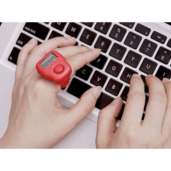 Uppladdningsbar tyst finger counter 6 kanaler digital Tasbih Tally Clicker med LED för bön stickning sport present (1 st, grön)
