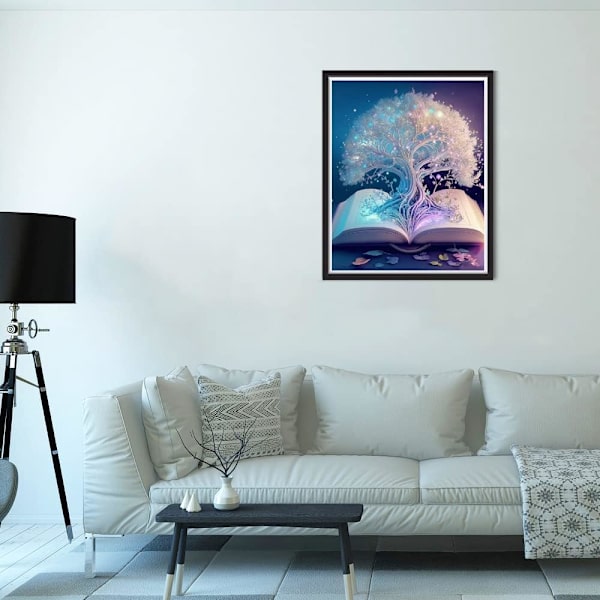 DIY 5D timanttimaalaussetti aikuisille, valkoinen elämänpuu timanttimaalaus taidetarvikkeet kodin seinäkoristelahjoihin, 30x40cm