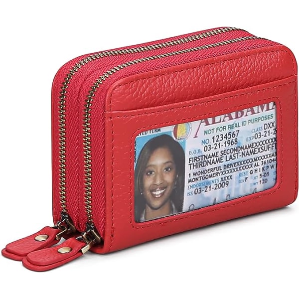Kvinders kreditkortpung (rød), visitkortetui i læder RFID