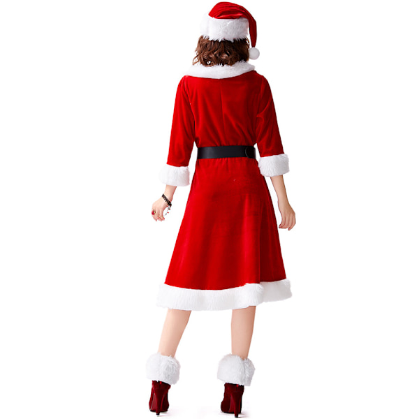 4 stk. Kvinder Jul Hætte Kjole Fløjl Tutu Kjole Jul Rød Prinsesse Fancy Dress Kostume Fru Jul Cosplay Kjole Fest Nisser Jul P