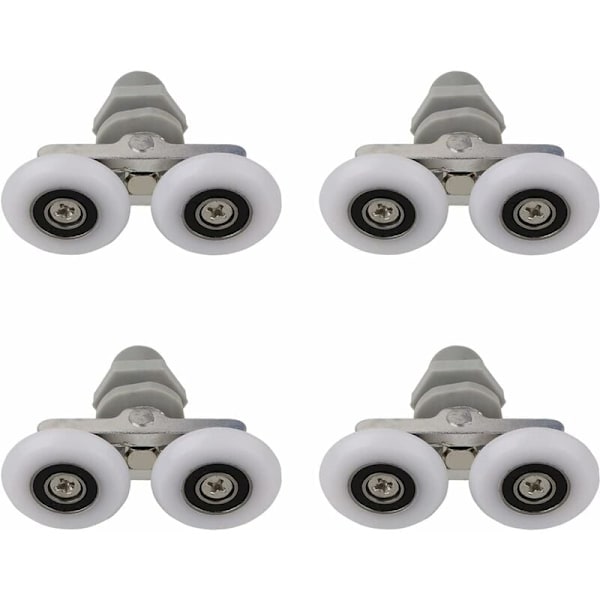 Dubbla hjul för duschdörr, duschdörrshjul, glidande rullar för badrumsduschdörr, reservdelar för badrum 19mm 4 st