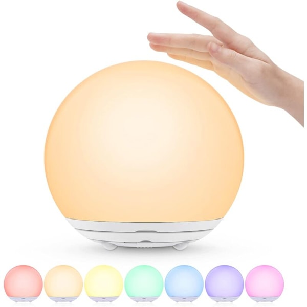 Genopladelig sengelampe med USB, farverig PAT-lampe med en blød atmosfære, berøringskontakt og timer til soveværelset