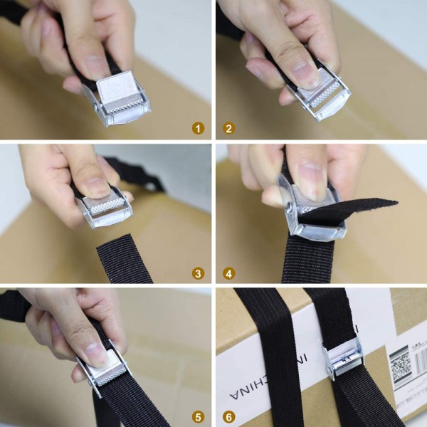 10 stk. - Snap Buckle Strap Genanvendelig Sort Snavsbestandig Nylon Ankerstrop Bredde Zink Legering Lastbil Spænder