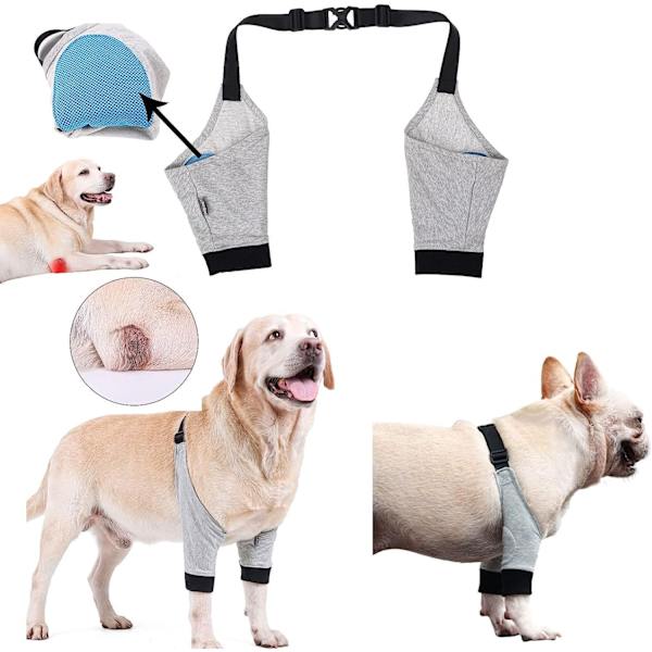 Hundeledbeskyttelse til forben - Blød albuebeskytter til hvalpe og små hunde - Grå (XL)
