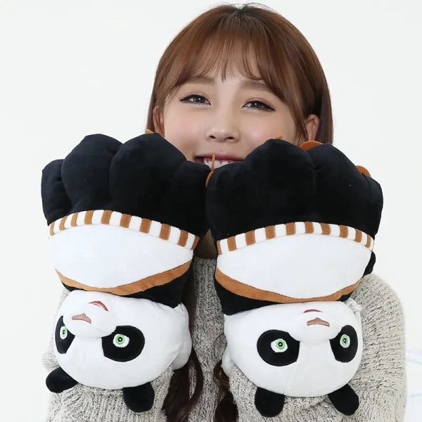 Gloves furry realistic cartoon animal panda gloves thick