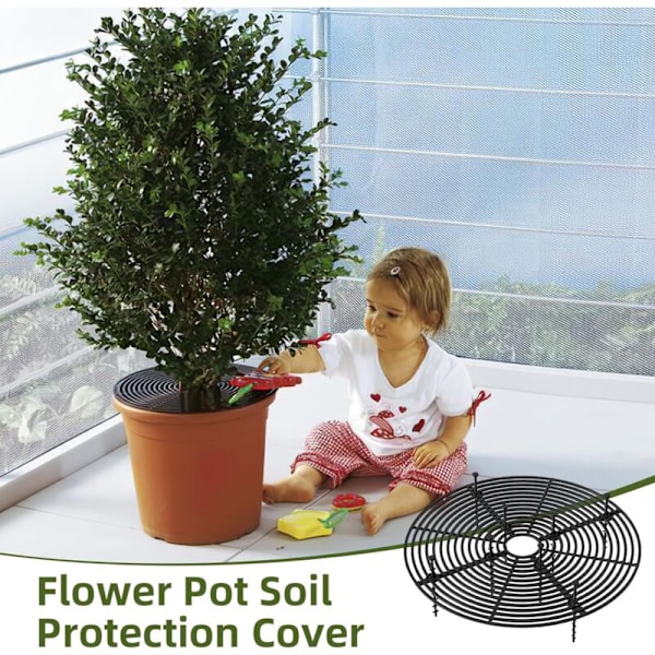 Skyddsgaller för blomkrukor - justerbara skydd upp till 30 cm - Komplett kit med ABS-plastbultar och ark - Växter skyddas mot katter, barn