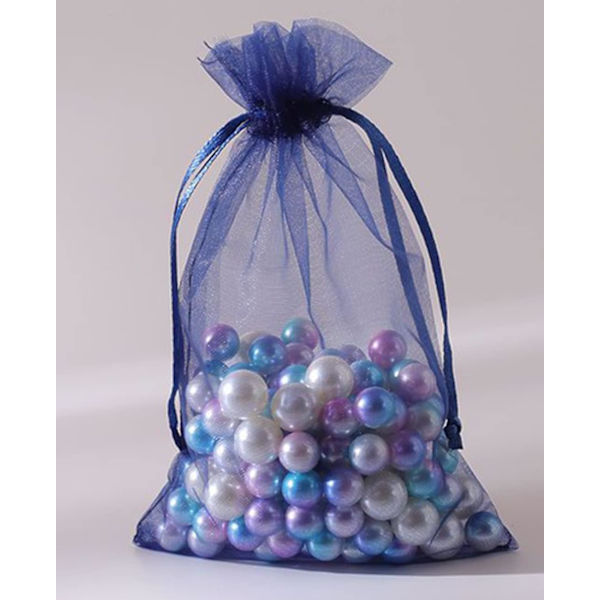100 stk Organza gaveposer Bryllupsgaveposer, 90x120 mm/ 3,5 x 4,7 tommer Sheer Snøring Smykkeposer til Jul Ferie Bursdagsfest (N