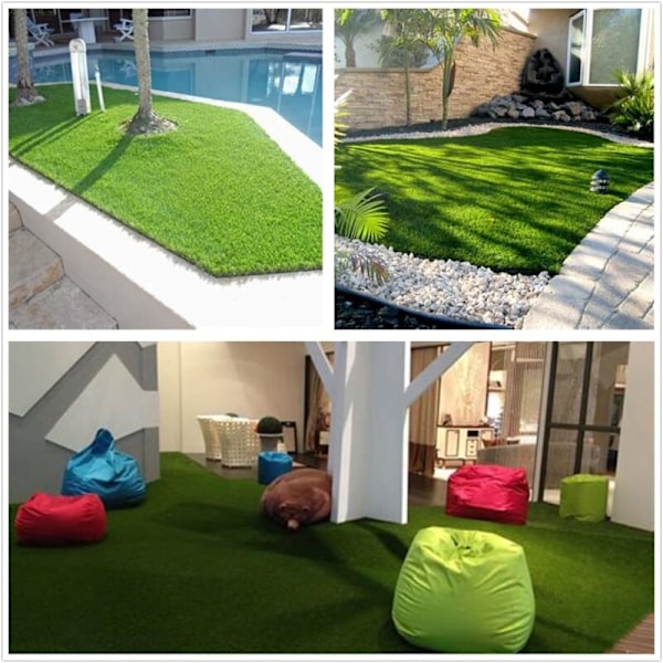 Kunstgræs Syntetisk Plæne Indendørs Altan Udendørs Falsk Græs til Have Kæledyr Hunde 10 mm Højde (1m × 2m) - RWGosynthetic Turf
