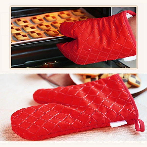 Premium Non-Slip Ovnhandsker (1 Par) Op til 240°C - Ekstremt Varmebestandige Silikone BBQ Handsker (Grøn)