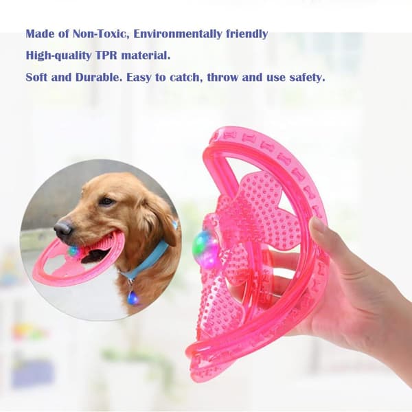 Hundeflyvende disk med blinkende LED-lys til natteleg