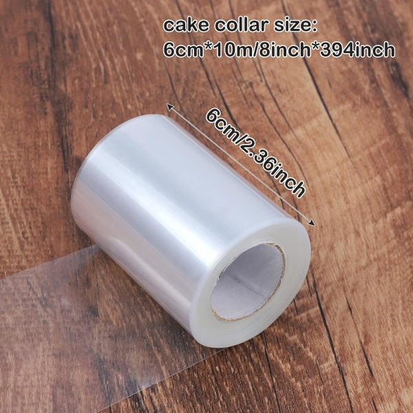 Kaktårtkrage, 2-pack transparent tejp för att slå in tårtor, återanvändbar transparent