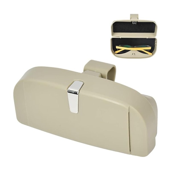 Universal bilbrilleholder - Opbevaringsboks med magnetisk funktion og kortslids - Multifunktionel - til solbriller - beige - beige