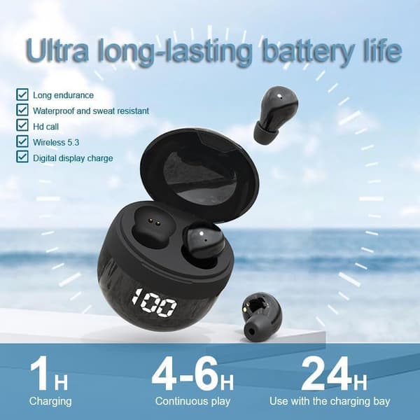 Usynlige Bluetooth 5.3 Ørepropper - Mini Trådløse Øretelefoner med ENC, Perfekt for Små Ører, Løping & Sidesoving