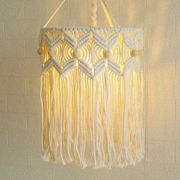 Lampskärm Hänglampa Skydd Vävda Taklampor Bur Chandelier Dekorationer för Takfläkt Lampa Vävd Lampskärm Bohemisk Dekor-30x40CM