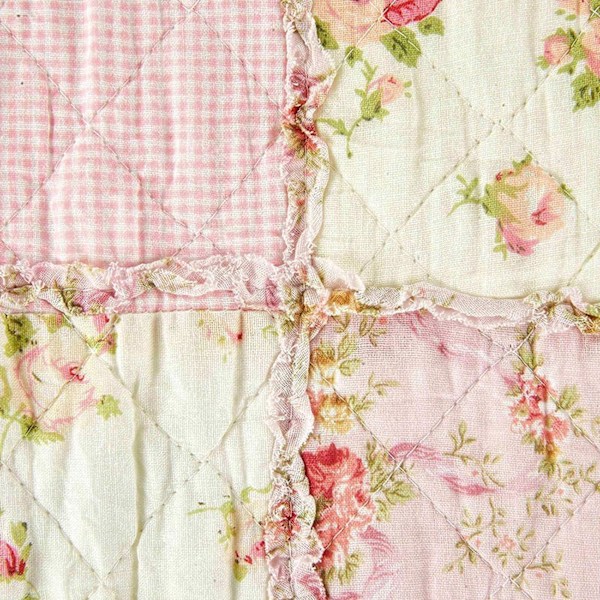 150x200cm sengetæppe, blødt og behageligt til 1 person, lyserødt blomsterprint quiltet, ægte patchwork, egnet til alle årstider.