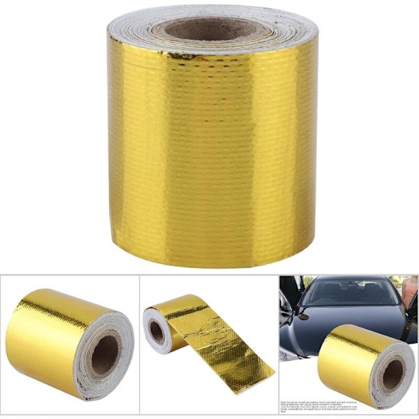 5cm x 5m Selvklebende Høytemperaturbestandig Termisk Isolasjon Tinnfolie Gull Reflekterende Tape Rull