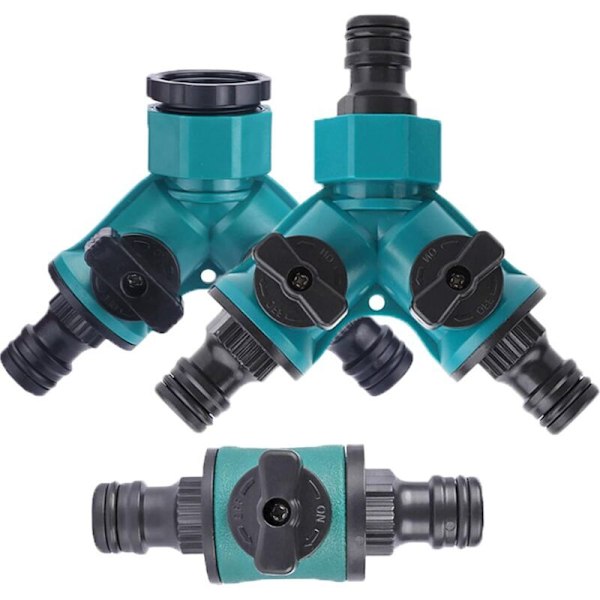 Hageslangefordeler 2-veis ventil Vannfordelerkobling 2-veis slangekobling for hageslange Dobbel slangekobling Slangevannfordeler 3 stk