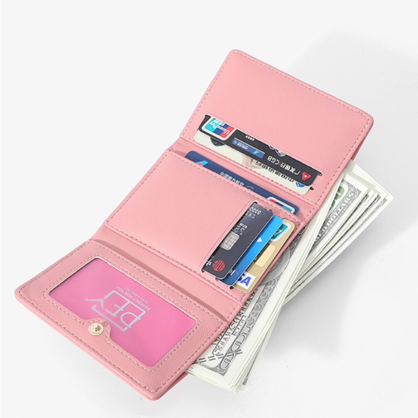 Tegnebog Møntpung med kort lynlås til kvinder Enkel foldbar Tri-Fold multifunktionel pung kortholder