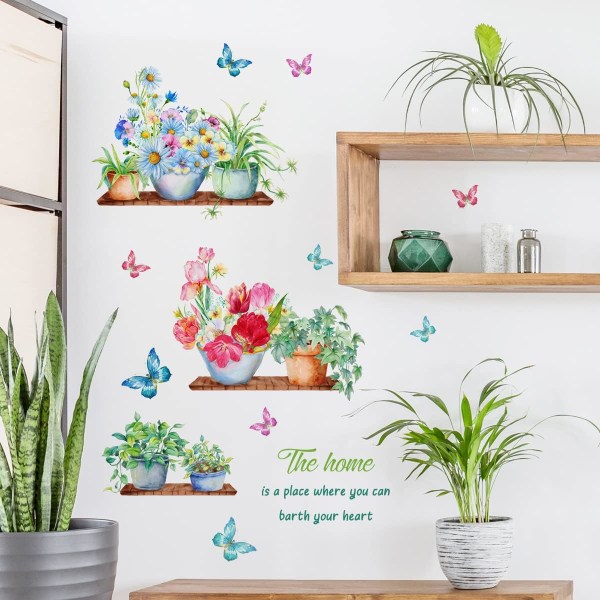 Grønn potteplante veggklistremerker Sommerfuglblomst Planteveggstikk