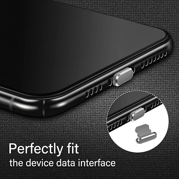 (Grå) 4 Støvpropper Kompatibel med iPhone 11, 12 Anti-støv Opladningsbeskytter Kompatibel med iPhone 11, 12, Pro, Max/X/XS/XR, 7, 8 Plus, iPad Mini/