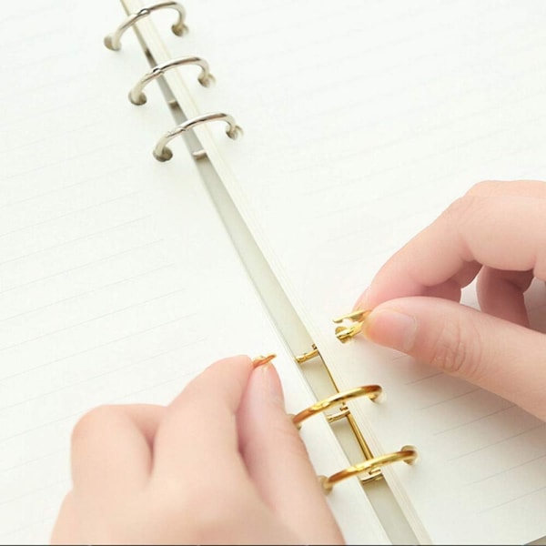 10 stk. Metal Løsblade Binderinge DIY Fotoalbum Ringe Skrivebords Kalender Cirkel 3 Ringe Bogring Konnektor til Scrapbooking (Sølv)